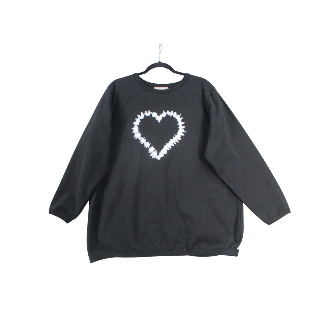 Woman Within Black Heart Graphic Sweatshirt Womens Large 18/20 Petite Pullover